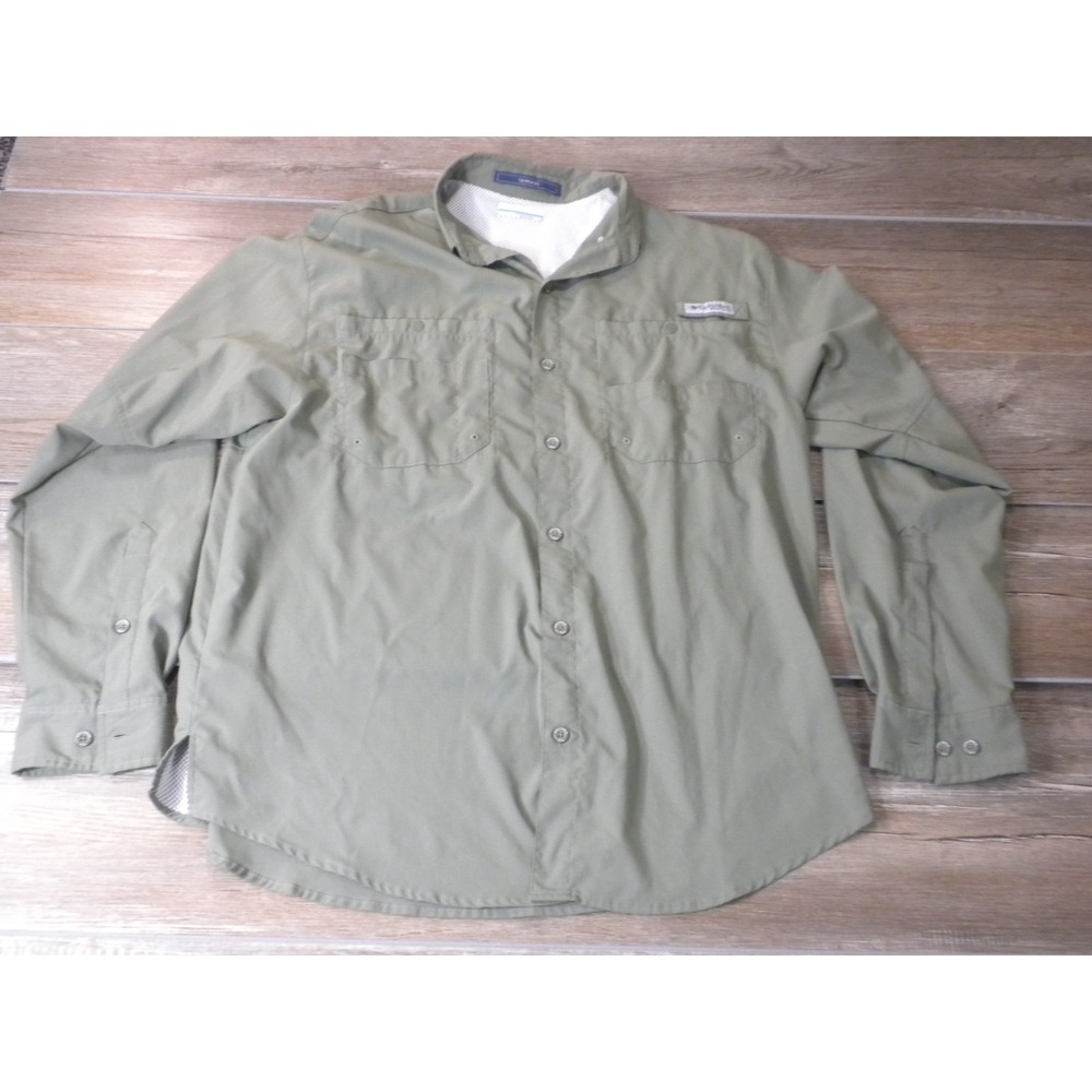 Columbia PFG Tamiami II Shirt M Green Omni Shade Ripstop UPF Fishing Outdoor